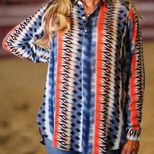 NWT APNY Western Flair Half Button-Up Pullover Tunic